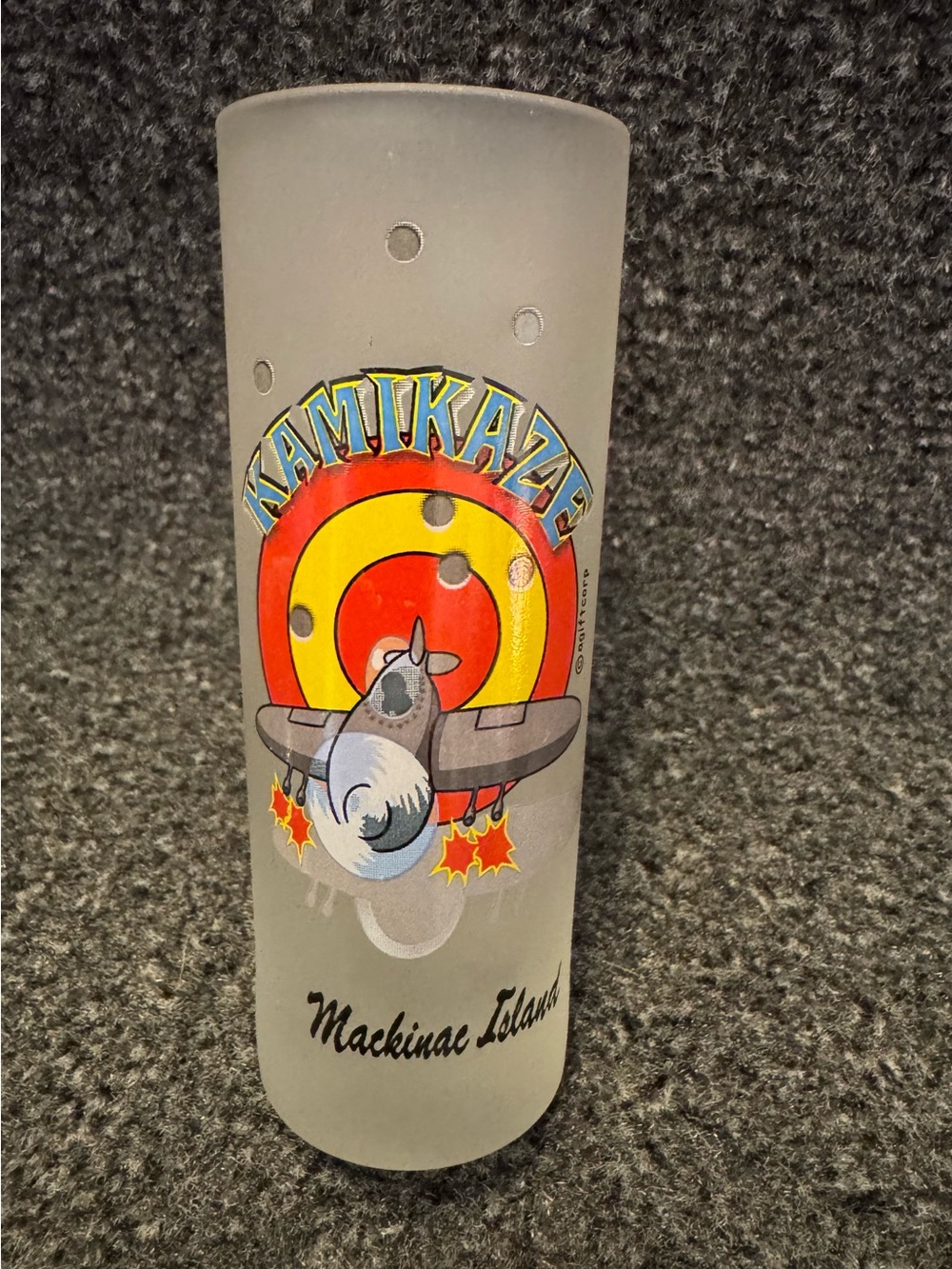 Vintage Mackinac Island Kamikaze Frosted Tall Shot Glass Shooter Cocktail Recipe